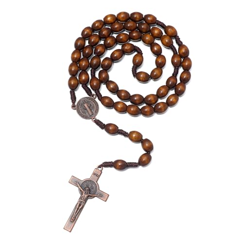 komi handmade wooden catholic rosaries rosary beads necklace from bethlehem wood christian prayer holy soil medal amp metal cross for catholic or christian gift