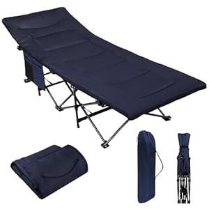 Alpidex Campingbett Feldbett Blau Gepolstert 200 kg