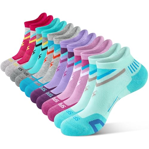 SukModen Women Ankle Running Socks, Low Cut Athletic Cushioned Anti-Blister Wicking Cotton Gym Workout Sports Socks 6 Pairs