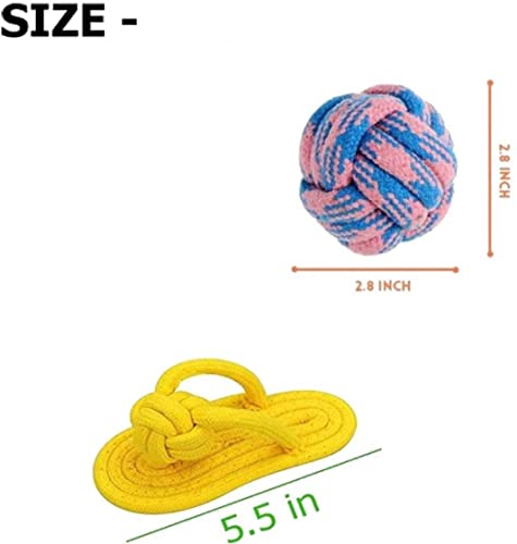 Image of Toys for Puppies 4in1 Combo with Rope Teething, Sleeper, Carrot, Aggressive Cotton Ball, Chew Toy, Training Aid for Dogs - for Small and Medium Dogs