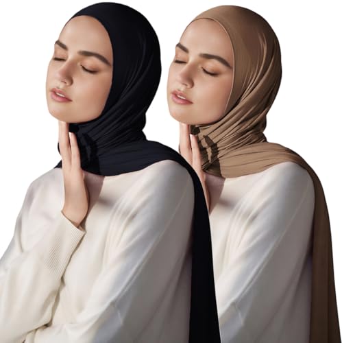Muslim Hijab for Women Scarf Large Headscarves Soft Head Wraps Long Turban Headwraps Tie Stretch Hair Wraps Headbands Pack