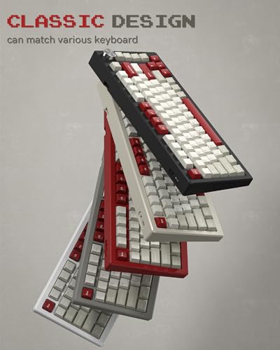 Image of Womier Keycaps, Custom PBT Doubleshot Keycaps 60 65 75 100 Percent, Cherry Profile Retro Keycaps, 61 /64 /68 /84 /87 /100 /104 /108 Gaming Mechanical Keyboard Keycaps, 132 Keys Keycaps Set - Vintage Grey