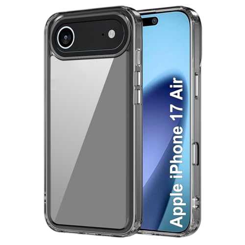 Image of amazon basics Back Case Cover for iPhone 17 Air | Compatible for iPhone 17 Air Back Cover | Case Cover with Camera Protection | (TPU + PC | Translucent Black)