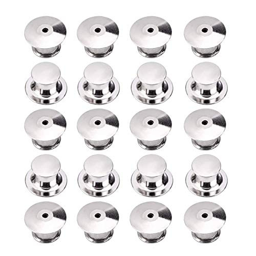 Alfileres Cierres,20 piezas Pines de Repuesto Embrague de Mariposa Imperdibles Broches para Etiquetas de Nombres Ganchos Manualidades Bricolaje DIY Plateado