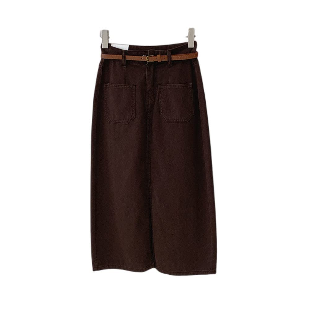 Röcke Damen,Midi-Rock Für Damen, Grün, Hohe Taille, Cargo-Schlitz, Jeans, Gerader Rock, Um Die Hüften Gewickelt, Mit Taschengürtel, A-Linie, Mode, Lange Röcke Für Mädchen, Damen