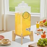 10L Getränkespender mit Zapfhahn, Wasserspender mit Ständer, Glasflasche und Wasserhahn aus Edelstahl, für Heiße oder Kalte Getränke, Säfte und Teegetränke