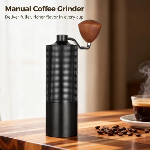 Manual Coffee Grinder with 6-Pointed Steel Core, Adjustable Grind Size, Ergonomic Handle, Portable Burr Coffee Grinder for Home, Travel, Office and Camping, Hand Coffee Grinder for Fresh Beans - 2