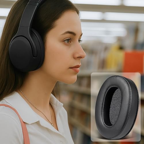 SOULWIT almohadillas de piel de cordero para auriculares Sony WH-XB900N/WH-CH710N/WH-CH720N/WH-RF400/MDR-RF895RK, cojines con espuma de alta densidad - Negro miniatura 5