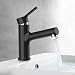 Produktbild Homelody Schwarz Wasserhahn Bad mit Ausziehbarer Brause, Waschtischarmatur mit 2 Strahlarten, Einhebelmischer Armatur Bad, Waschbeken Mischbatterie, Messing