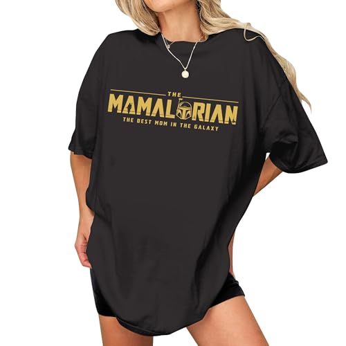 Mamalorian Shirt - Mama Shirts for Mom - Mother Day T-Shirt on Christmas from Daughter - Birthday Gift for Mom from Son (Black-L)