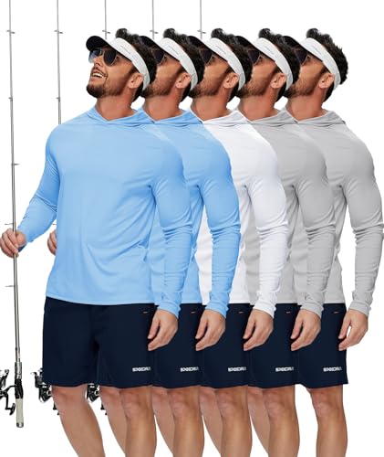 Image of Hoodies for Men UPF 50+ Sun Protection Fishing Shirts Long Sleeve Lightweight Rash Guard Shirt UV SPF Sweatshirt