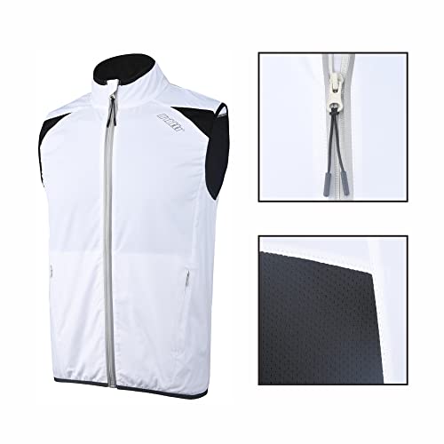 Bpbtti Men's Cycling Running Vest Sleevless Windbreaker With Two Side Pockets(2.0) - Windproof, Breathable And Reflective (White, Large) #TOP3