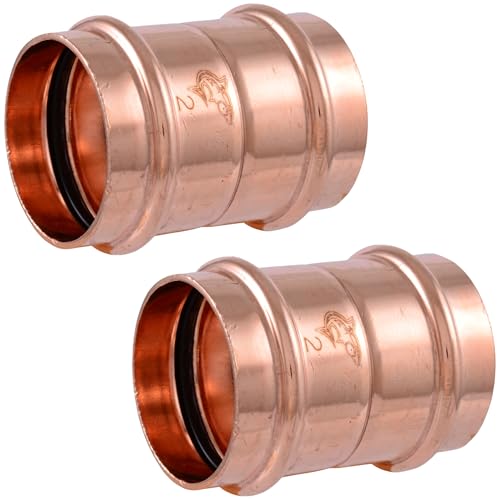 Image of SharkBite 2 Inch Coupling, Copper Press Plumbing Fitting, Pack of 2, UPR0154X2