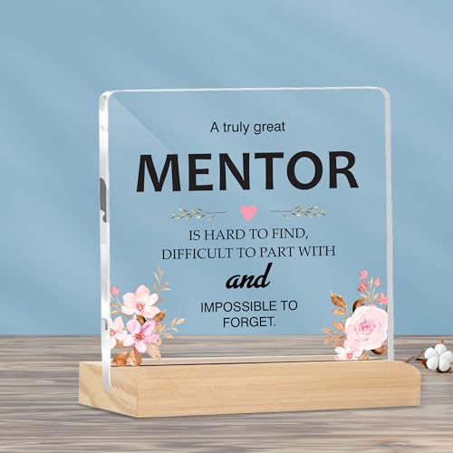 Image of Giftplease Mentor Plaque with Wooden Stand Personalized Gift for Mentor, Coach, Teacher, Appreciation Keepsake, Clear Desk Decor, Inspirational Thank You Gift, Office Table Display MP 69