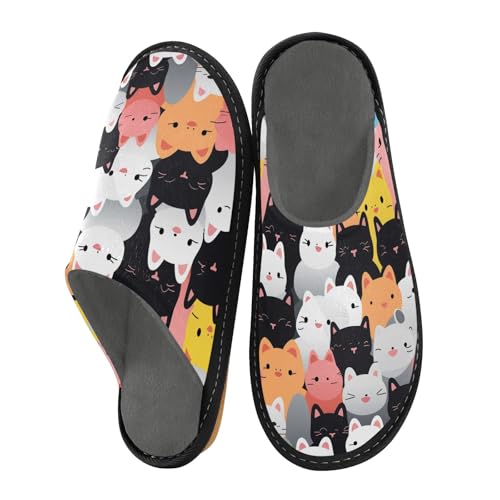 Multi Cat Fuzzy Slippers Soft Home Bedroom Slippers for Women Men House Shoes2