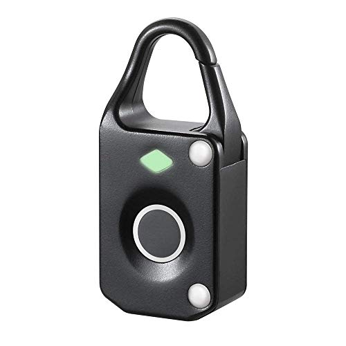 HEMFV Lucchetto per Impronte digitali per Laptop Backpack, Zaino per Escursioni, Borse, Valigie, Valigie, Borse da Golf, (Senza App $ Bluetooth) USB Ricaricabile IP65 Impermeabile (Color : Black)