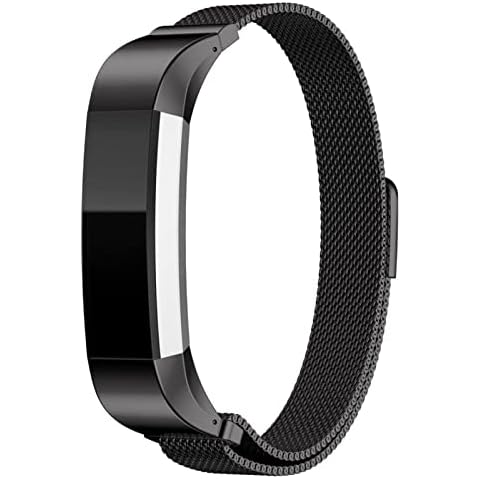 Wongeto Metal Strap Compatible with Fitbit Alta HR /Fitbit Alta, Breathable Stainless Steel Loop Mesh Magnetic Adjustable Wristband for Women Men  (Black) Cover