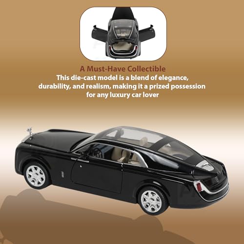 Image of Alloy Metal Pull Back Die-cast Car 1;24 Various Models with Sound & Music, Toy Cars for Kids Durable and Fun Gift for Boys and Girls (Black- Rolls Royce)