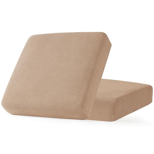 Image of CHUN YI 2PC Stretch Couch Cushion Covers, Sofa Seat Slipcovers Suitable for Armchair Loveseat Sofa with Spandex Jacquard Fabric(2pc,Camel)