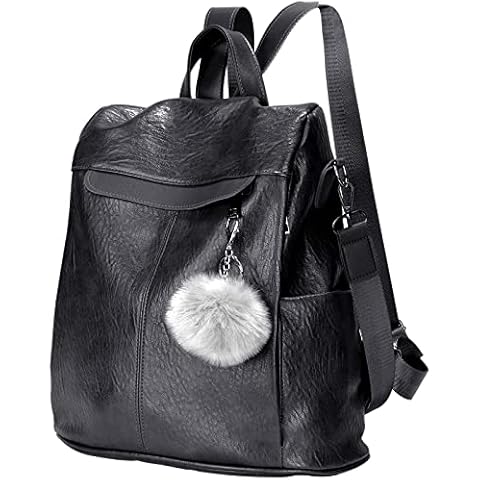 ROOSALANCE Anti-theft Women Backpack, Women's Backpack Handbags Fashion Anti-theft Waterproof Leather Hidden Zipper Travel Shoulder Bags Ladies Black Cover