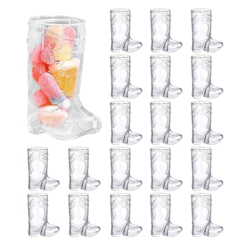 JINGAN Cowboy Boot Shot Glasses | Plas-tic Cowboy Boot Glasses (Bulk Pack of 25) 1oz Western Cowboy Beer Mugs | Reusable Cowboy Cowgirl Mugs for Bachelorette Party Supplies, WUT50YJT553Y2ZV8NDH