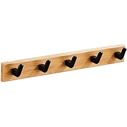Perchero Pared Madera Roble IberAr Perchero moderno para pared, perchero de pared de madera con 5 ganchos,colgador para ropa, mochila, gorras (5 Ganchos)