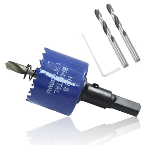 Image of Luomorgo 38mm /1 1 /2 inch Hole Saw Drill Bit | 1 1 /4 inch Cutting Depth, HSS Bi-Metal, For Wood Cornhole Boards Plastic Drywall & Metal Sheet