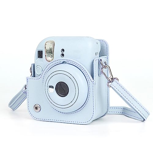 Funda protectora para cámara Mini 12 de cuero PU azul miniatura 2