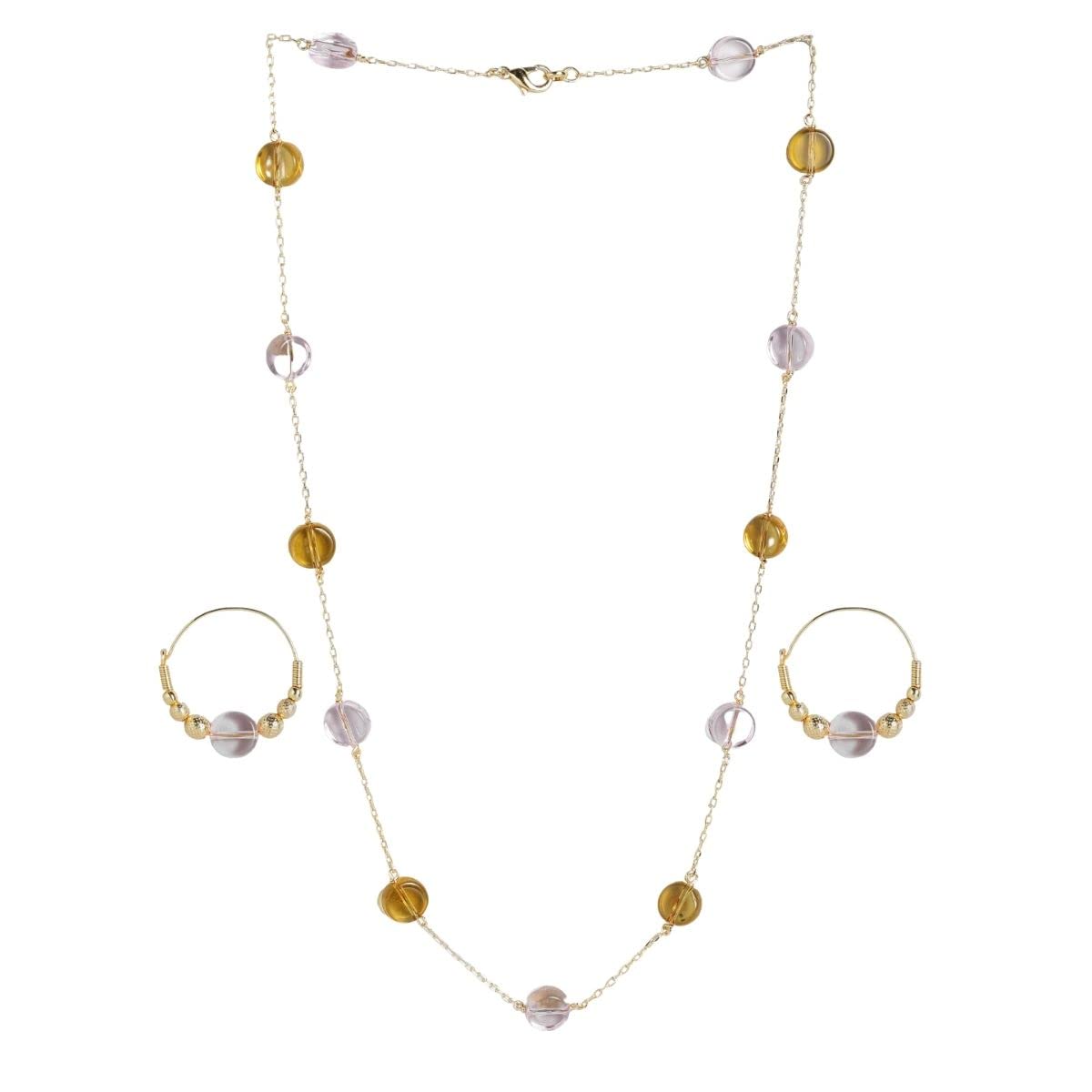 ACCESSHER Gold plated contemporary western long-chain necklace with Hoop Earrings (Pink) (B09NC9GRQL) Amazon Price History, Amazon Price Tracker