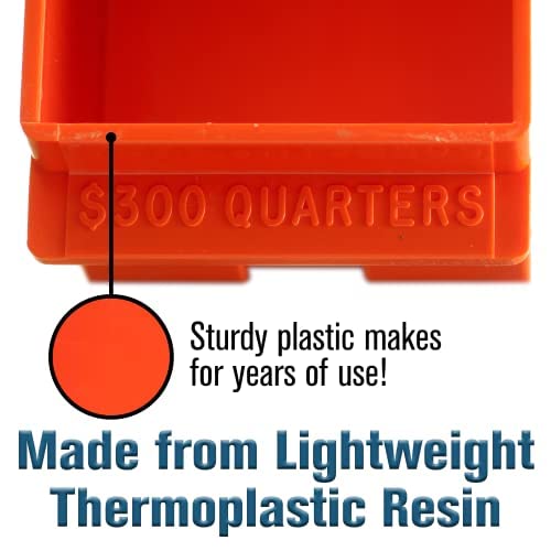 Banksupplies Quarter Large Capacity Coin Storage Box | Orange | 300 Dollar Capacity | Coin Organizer | High Capacity Coin Box | Stackable Rolled Quarter Holder #TOP7