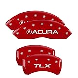MGP Caliper Covers - Brake Caliper Covers 2015-2020 Acura TLX (39018s) Front and Rear Set - Acura/TLX Logo - Red