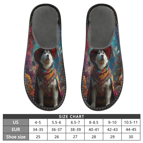 Slippers for Women Colorful Dog Wearing Outfit Soft Fuzzy Women's Slippers Indoor and Outdoor Shoes3