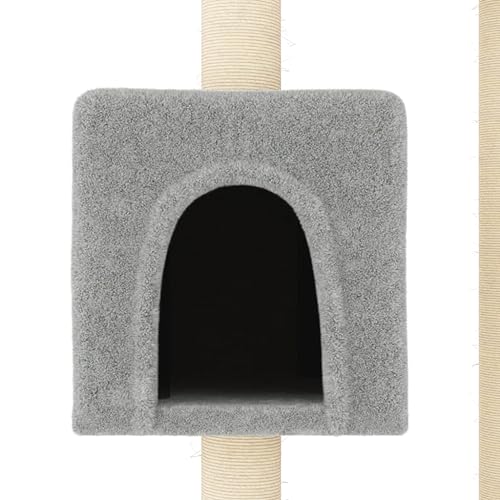 Rascador para gatos de interior que protege muebles con cueva gris Mangloder 5