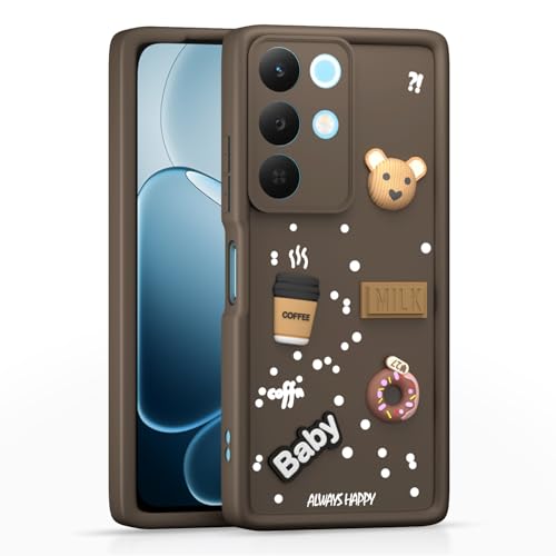 Image of Outlouders Back Cover for Realme Narzo 90X 5G / Realme C85 5G / Realme 15X 5G | 3D Cartoon Bear Cute Fun Silicone Full Body Protection Bumper Case (Brown)