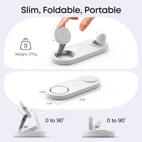 Foldable 3 in 1 Wireless Charging Station for Apple Magsafe Charger Stand - image 3