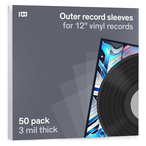 Boundless Audio Vinyl Record Sleeves - 50 x Premium Outer Vinyl Sleeves for Records - 12.75" x 12.75" Heavy Duty 3 Mil Thick Crystal Clear Polypropylene