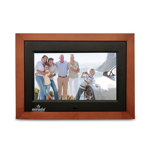 Image of Miracle Digital 7''(17.8) IPS Wooden Digital Photo Frame with High Def Screen,USB DiskCard, RemotePhotos SlideShow,Video Audio, Support SD Built in 8GB Memory & 2GB RAM 180Wide Angle Viewing(Dark)