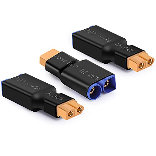 Male EC5 to Female XT60 Adapter,KCRTEK 3PCS Female XT60 to Male EC5 Connector Adapter No Wires RC LiPo Battery Connectors