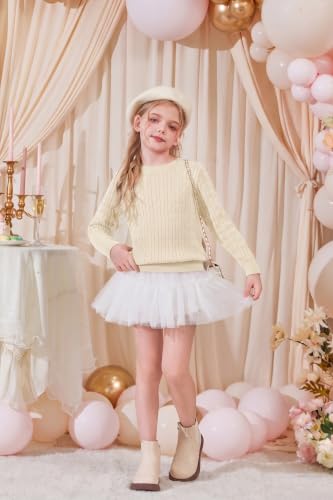 Image of Arshiner Girls Sweaters Long Sleeve Crew Neck Pullover Sweater Jumper Tops
