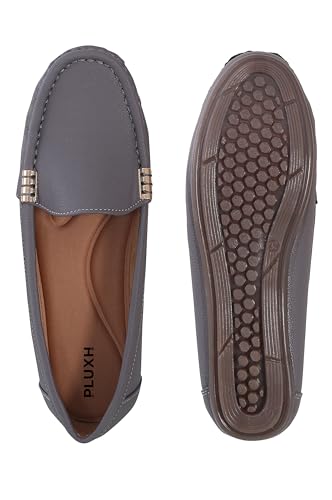 Image of Pluxh Women Ballet Flats | Slip-On Casual & Formal Shoes | Elegant Metal Accent Design, Soft Cushioned Insole with Flexible Anti-Slip Sole | Office Wear, Daily Use & Travel Footwear