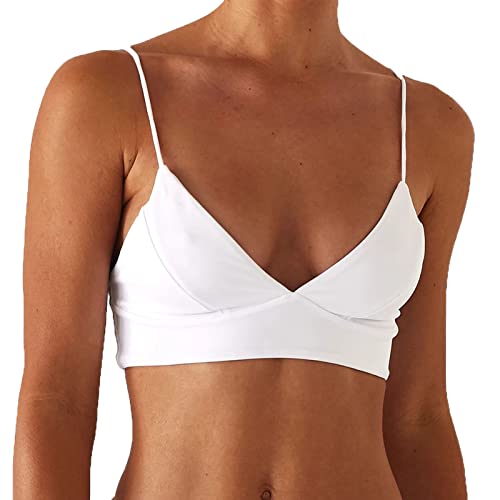 Women's Bikini Top Soild Color Push Up V Neck Bathing Suit Swimsuit Top2