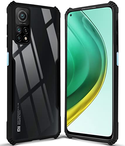 Image of Jkobi Back Cover Case for Xiaomi MI Redmi 10T | 10T Pro 5G (Crystal Glass Back | Camera Protection | Shockproof Bumpers | Professional Black)