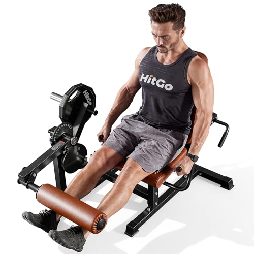 Leg Extension and Curl Machine with 1:1 Ratio Cable Motion, Seated Leg Extension and Lying Leg Curl Machine, 300 LBS Plate Loading, Compatible with 1'' and 2'' Weight Plates