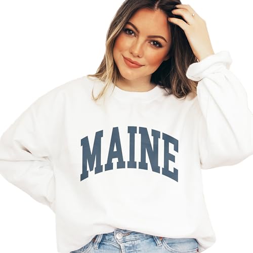 Maine Sweatshirt - Maine ME Pullover - Faded Vintage Athletic Aesthetic Varsity Style - Trendy State Travel Gift For Him or Her - Unisex Crewneck Sweatshirt2