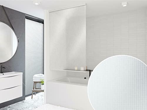 KS Handel 24 HALB-Kassetten DUSCHROLLO 4 Breiten 9 Designs ZUR Wahl DUSCHVORHANG Weiss GRAU GRÜN BLAU (100, Mosaic 3D)