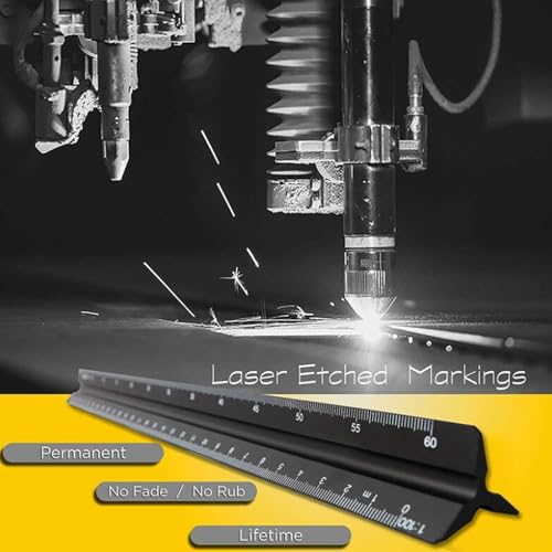 Dreikantmaßstab,Lineal 30 cm,Maßstab Lineal,Aluminium Architektonisches Lineal Metrische Skalen 1:20, 1:25, 1:50, 1:75, 1:100, 1:125,für Architekten,Lngenieure,Zeichner (Metrische Einheiten)
