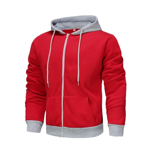 Mens Hoodie Lightweight Full Zip Sweatshirt Casual Jacket Coat, S-2XL2