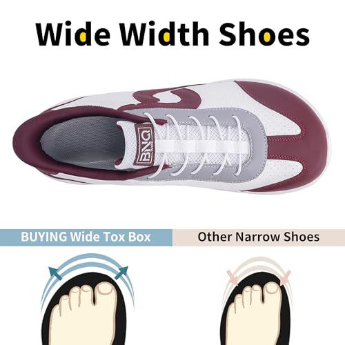 Image of Men's Wide Walking Shoes Tennis Minimalist Sneakers Zero Drop Slip On Comfortable Shoes for Plantar Fasciitis Orthotic Work Standing All Day Redwhite US 12
