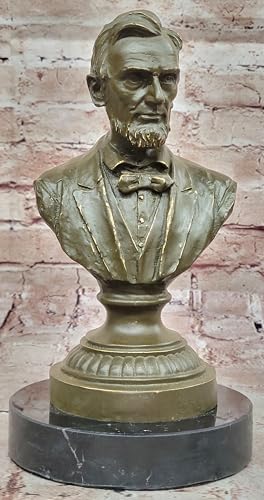 Bronze USA President Abraham Lincoln Portrait Bust Figurine Gift Signed Arrieta Hand Made Artwork Sale Gift Figurine by Think Bronze