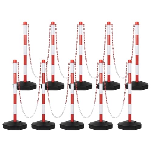 SHAREWIN 10 Pack Traffic Delineator Post Cone with Weighted Base